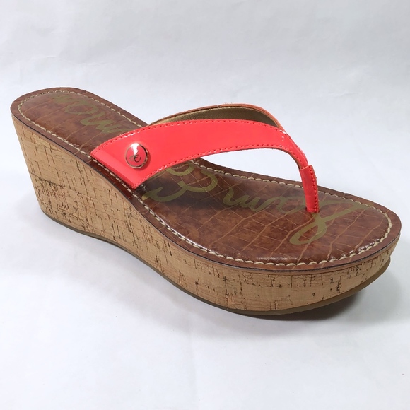 Sam Edelman Shoes - Sam Edelman Romy Wedge Sandals Size 6 M Coral Pink